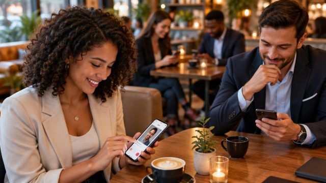 Persona confronta app e profili per conoscere nuove persone
