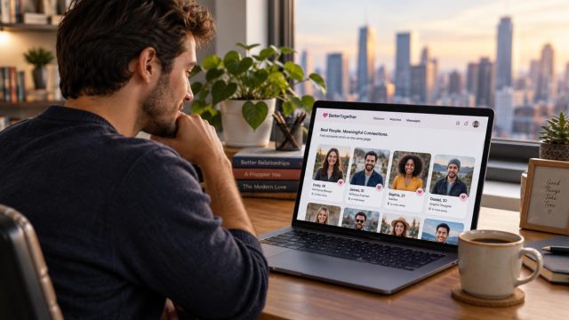 Persona legge profili per cercare una relazione stabile online