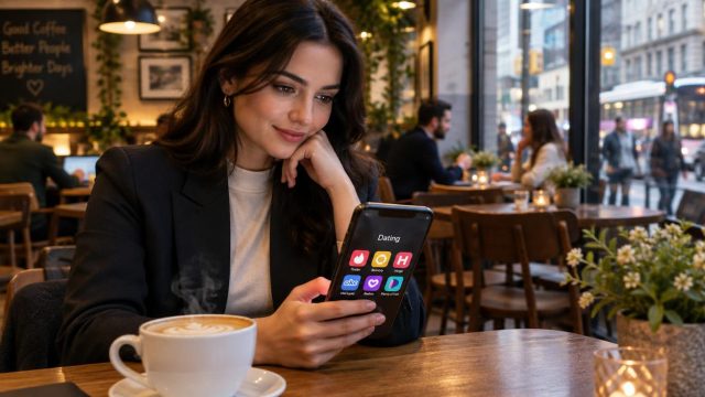 Una persona confronta app di incontri prima di scegliere